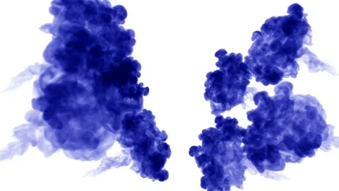 A lot of flows of isolated blue ink injects. Blue paint float in water , shot in Stock Footage 79797949