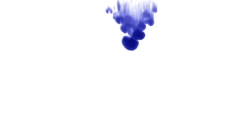 A lot of flows of isolated blue ink injects. Blue pigment float in water , shot Stock Footage
