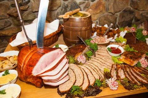 Lot of food on the table Stock Photos