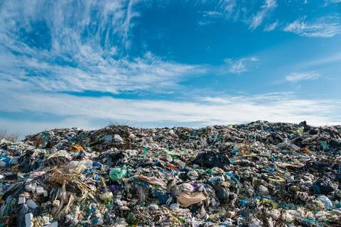 A lot of garbage, problems with recycling. Garbage landfill 库存照片