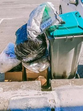 A lot of garbage is thrown outside Stock Photos