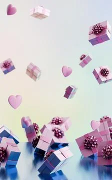 A lot of gift boxes are falling. Birthday mother's day sale. Stock Illustration