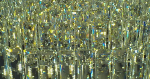 A lot of glass elements glisten reflecting light.close-up. Video stock 213320364