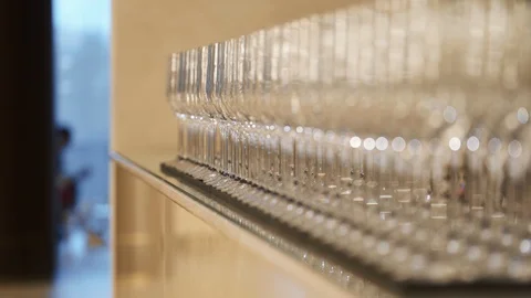 A lot of glasses on the wedding table. Stock Footage 127668093