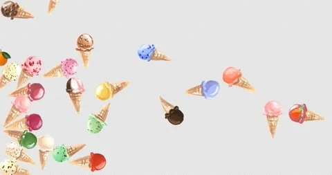 A lot of ice creams fly in zero gravity Stock Footage 219248061