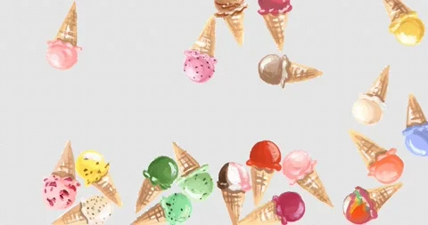 A lot of ice creams randomly fall Stock Footage 219248045