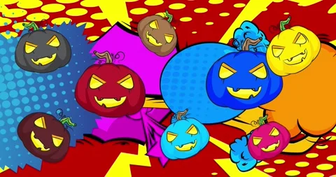 A lot of Jack O' Lantern, Comic Book video Vídeos de archivo 286284795