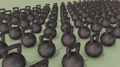 A lot of kettlebell in a row Stock Footage 155030933