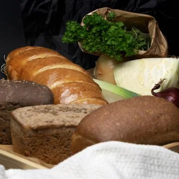 A lot of kinds of bread 库存照片