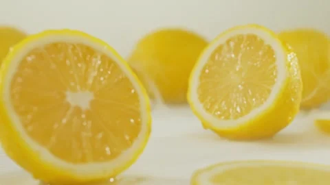 A lot of lemons Close-Up Slow Motion Video stock 248406998