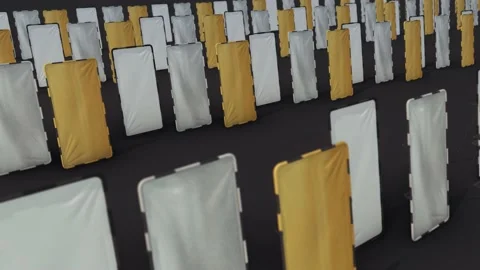 A lot of light diffusers in a row Stock Footage 155031557