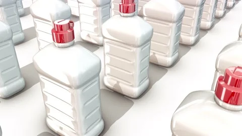 A lot of Lighter Fluid Bottles in a row 4k Stock Footage 149304676