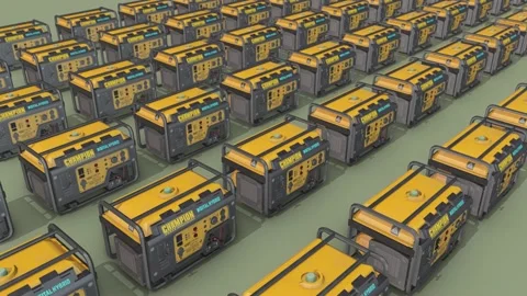 A lot of LP Generator in a row Stock Footage 154847088