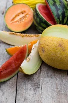 Lot of melons Stock Photos