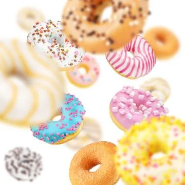 Lot of multicolored donuts Stock Photos