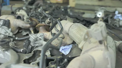 A lot of parts from the engine. Video stock 97149766