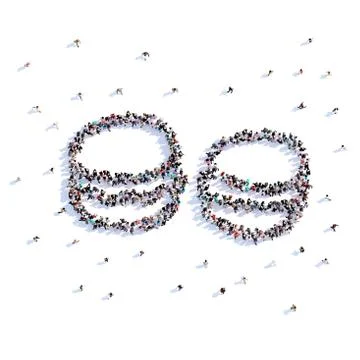 A lot of people form cookie, icon . 3d rendering. Stock Illustration