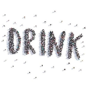 A lot of people form drink, coffee, icon . 3d rendering. Stock Illustration