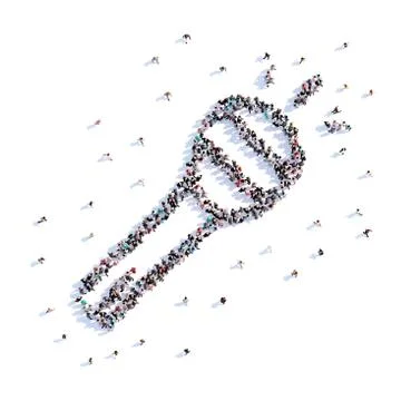 A lot of people form flashlight, hike, icon . 3d rendering. Stock Illustration