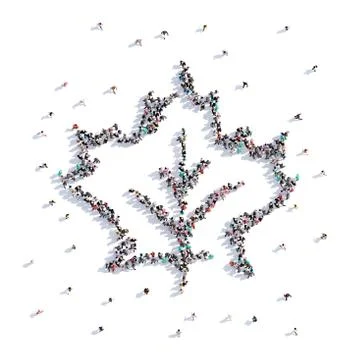 A lot of people form the Maple Leaf, a holiday halloween Illustrazione stock