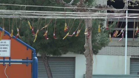 A lot of petards, before exploding in the mascleta, 4K Stock Footage 172195225