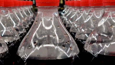 A lot of plastic bottles with cola in the store. Stock Footage 118613255