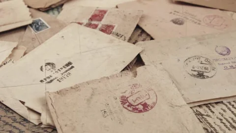 A lot of postal letters  in time of  World War 2 Stock Footage 219315336