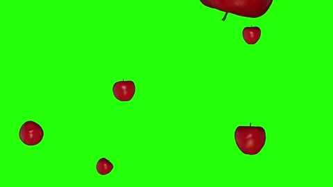 A lot of Red Apple falling down green screen effect Stock Footage 322785210