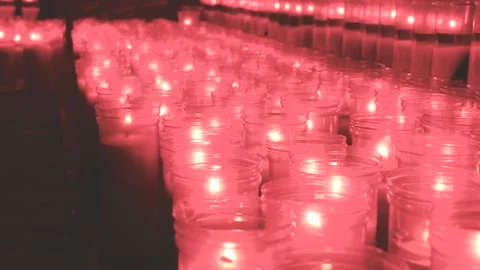 A LOT OF RED CANDLES Stock Footage 96383758