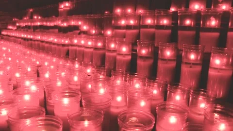 A LOT OF RED CANDLES Stock Footage 96383866