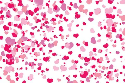 A lot of red hearts inside bubbles on a pink background soap bubble Stock Illustration