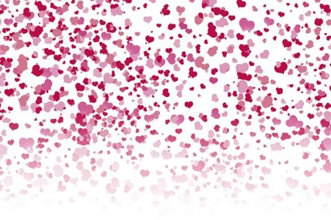 A lot of red hearts inside bubbles on a pink background soap bubble Stock Illustration