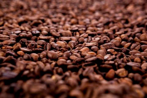 A lot of roasted coffee beans Stock Photos