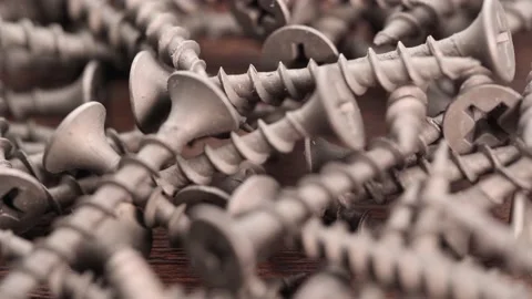A lot of self-tapping screws close up. Working tools in the drawer. Stock Footage 153225663