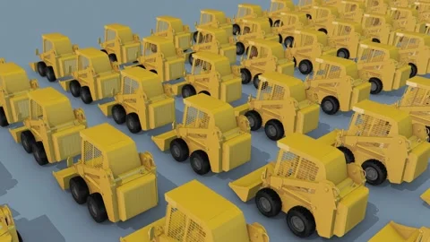 A lot of skid steer loader in a row Stock Footage 154847207