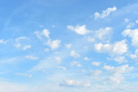 A lot of small fluffy clouds floatind high in a blue spring or summer sky. Stock Photos