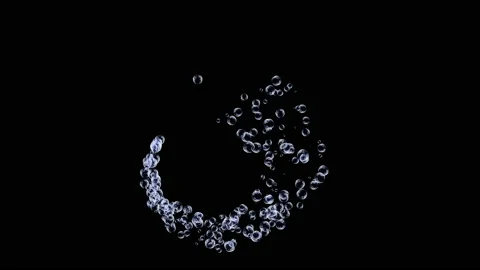 A lot of soap bubbles fly across a trace or stroke forming a circle shape Stock Footage 229981389