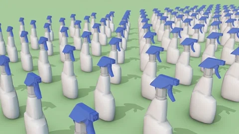 A lot of spray bottle in a row Stock Footage 154846781