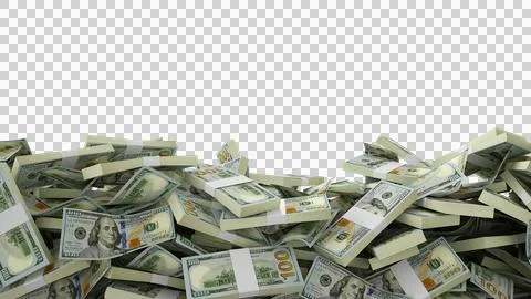 A lot of stacks of US dollar notes spread at the on bottom of screen Stock Illustration