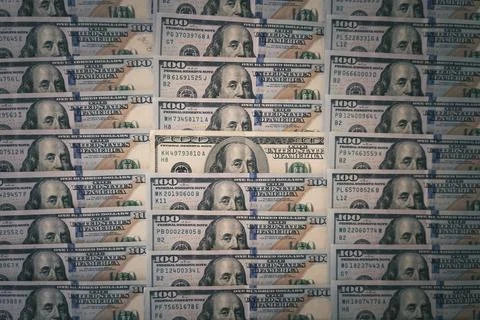 Lot of table bills on the background. One old bill among the new money. out.. 스톡 사진