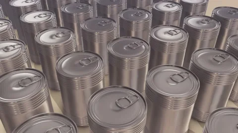A lot of Tin Cans in a row 4k Stock Footage 149260844
