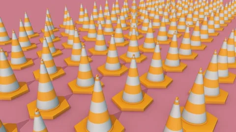 A lot of traffic cone in a row Stock Footage 155031297