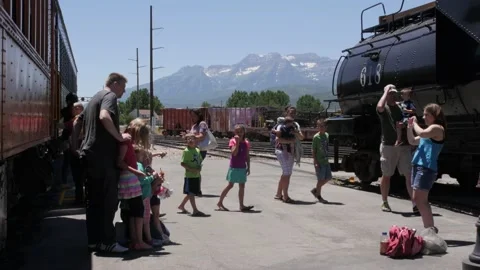 A lot of train passenger in the station platform Video stock 141870293