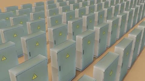 A lot of Transformer Box Vertical in a row Stock Footage 154846685