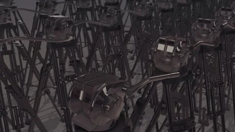 A lot of tripods in a row 4k Stock Footage 150402335