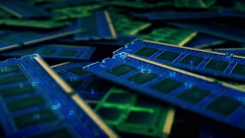 A lot of used Computer Rams or parts 4k Stock Footage 146749430