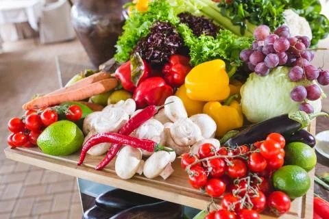 A lot of vegetables on the table Stock Photos