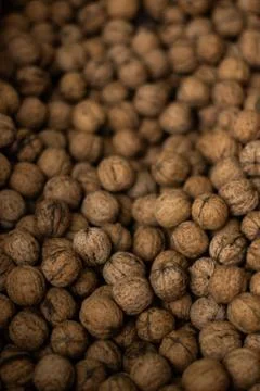 A lot of walnuts close-up Stock Photos