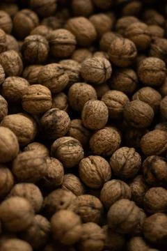 A lot of walnuts close-up Stock Photos