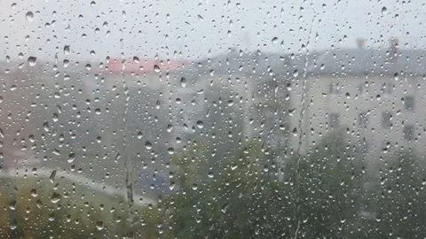Lot of water drops on window Stock Footage 94099528